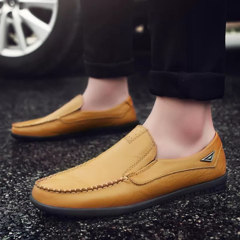 Stitched Casual Leather Loafer Shoes