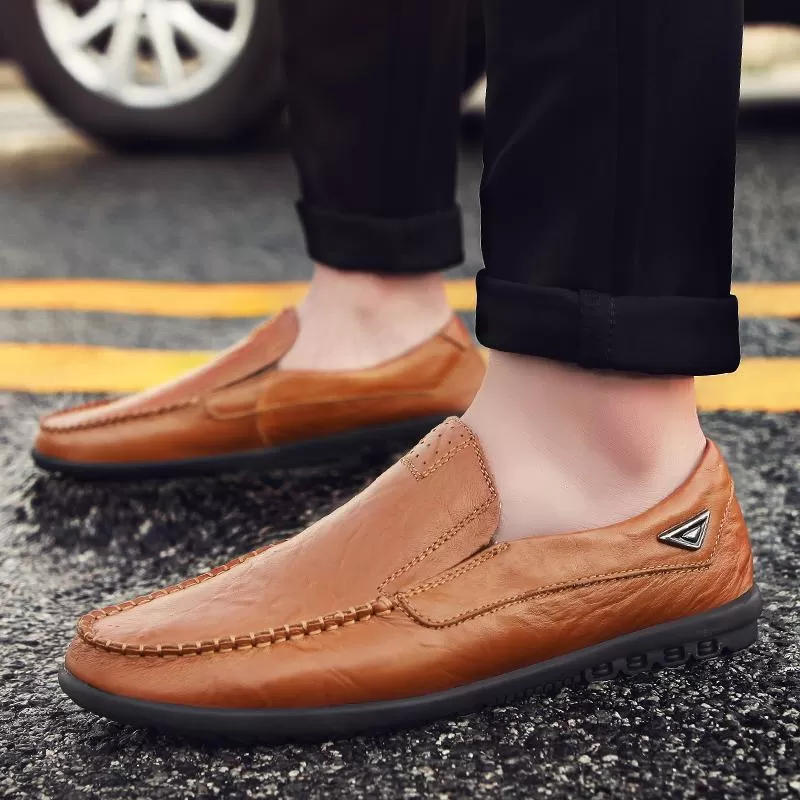 Stitched Casual Leather Loafer Shoes