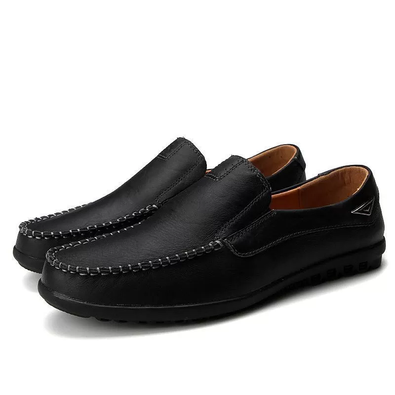 Stitched Casual Leather Loafer Shoes