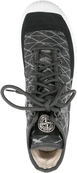 Stone Island abstract-print high-top sneakers Grey