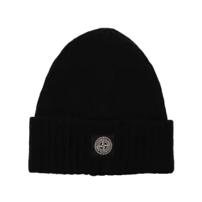 Stone Island Black Beanie For Boy