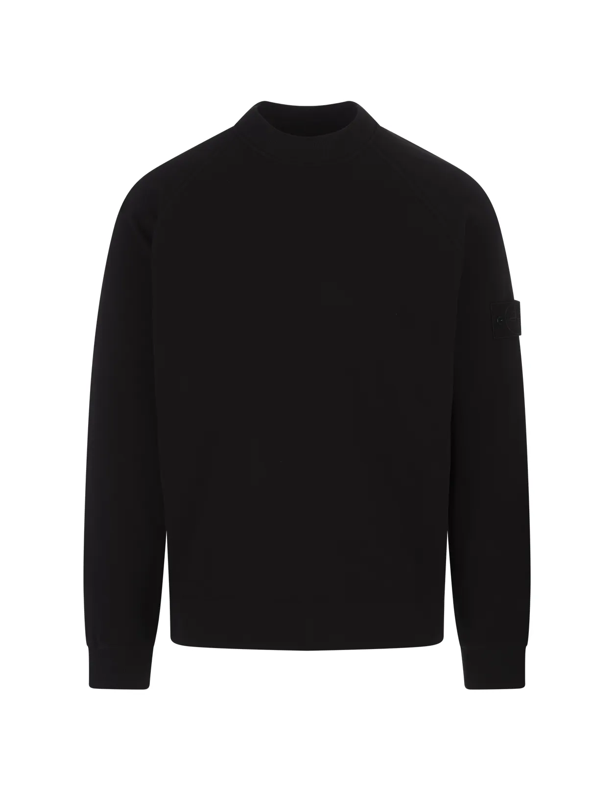 STONE ISLAND Black Crew Neck Sweatshirt With Stone Island Badge