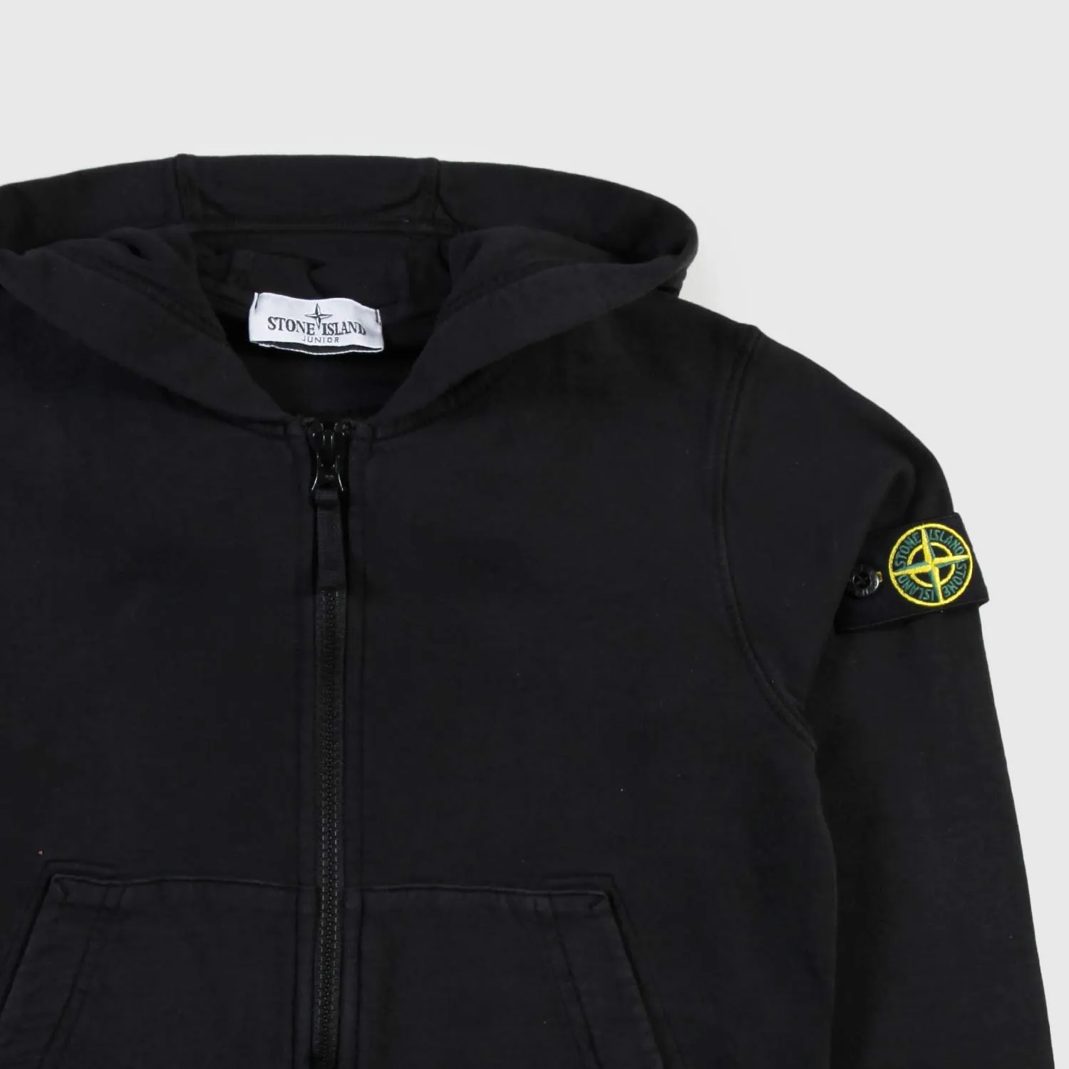 Stone Island Black Full-Zip Sweatshirt For Boys