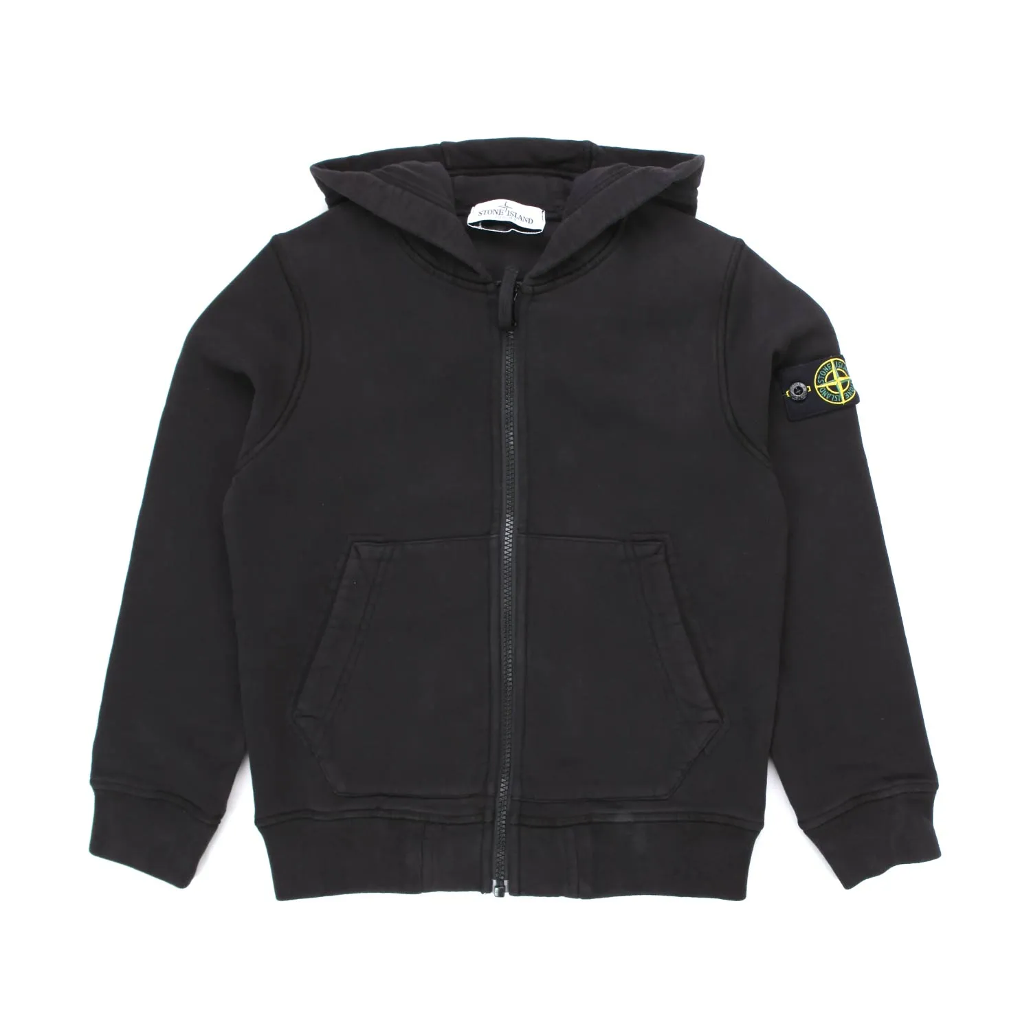 Stone Island Black Hooded Sweatshirt With Zip For Baby And Teen