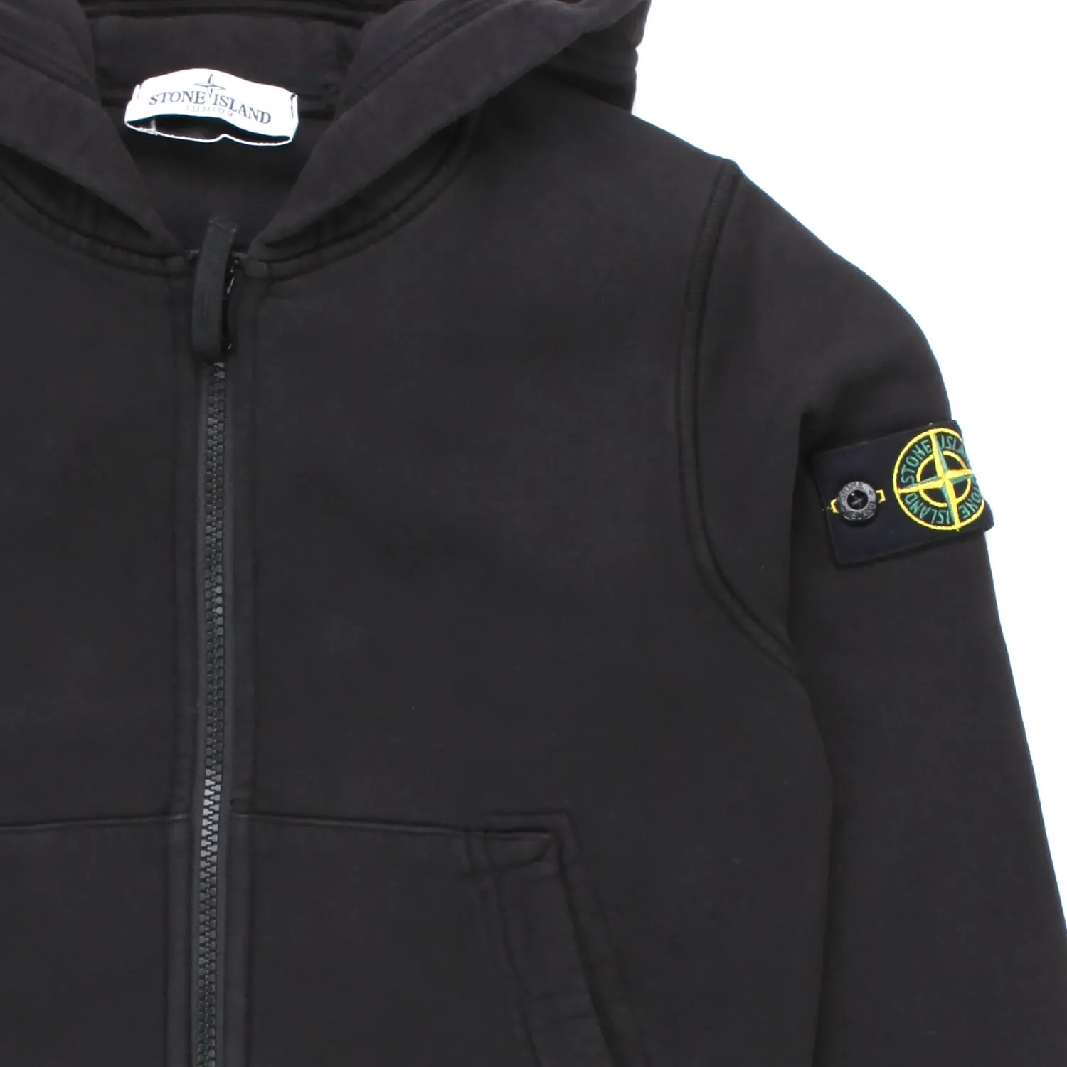 Stone Island Black Hooded Sweatshirt With Zip For Baby And Teen