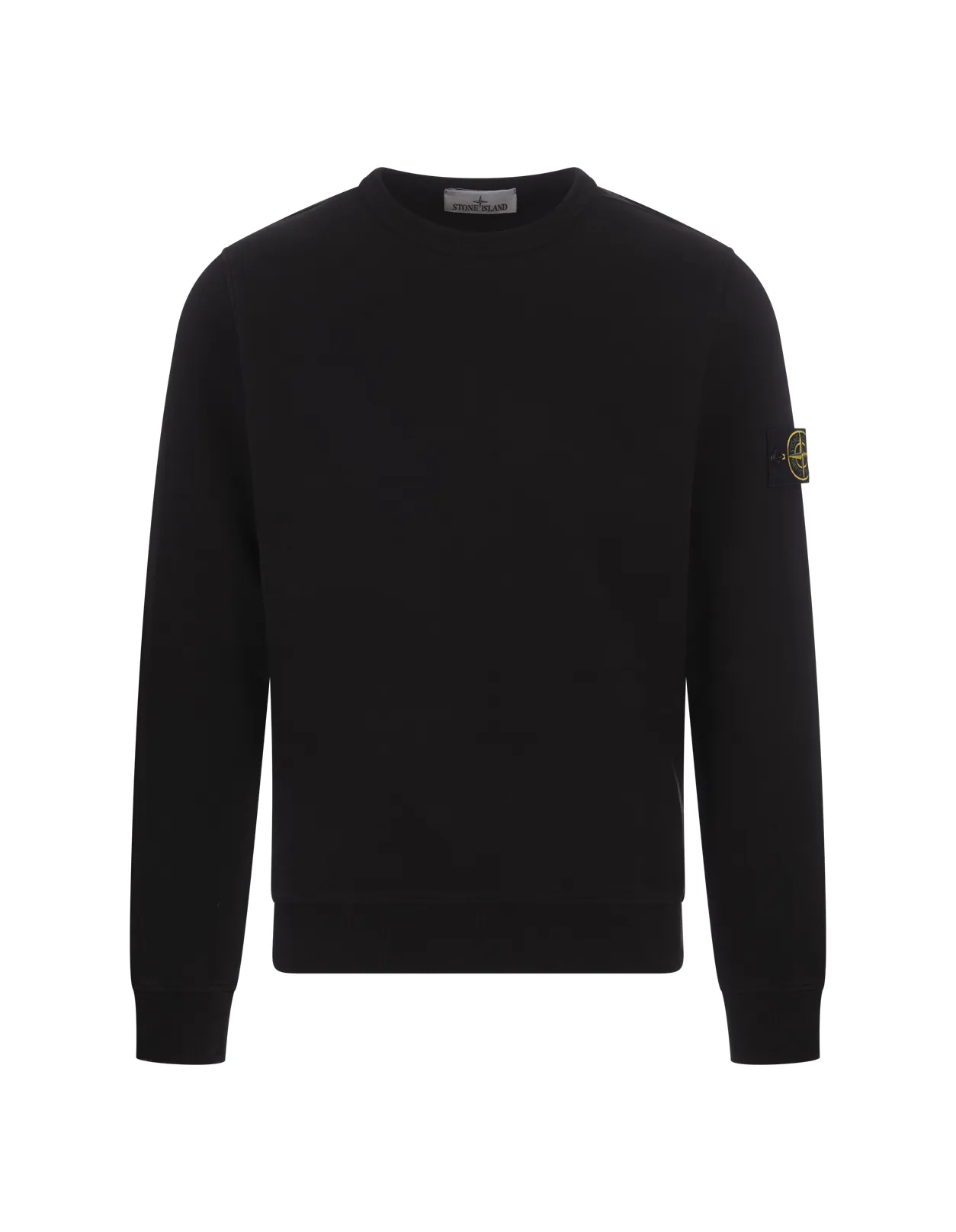 STONE ISLAND Crew-Neck Sweatshirt In Black Gauzed Cotton