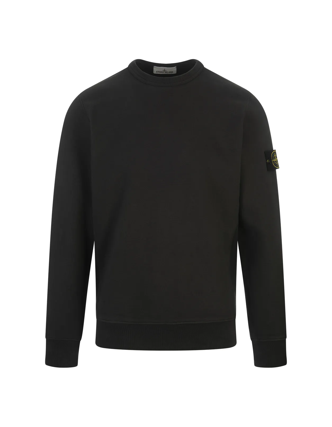 STONE ISLAND Crew-Neck Sweatshirt In Lead Grey Gauzed Cotton