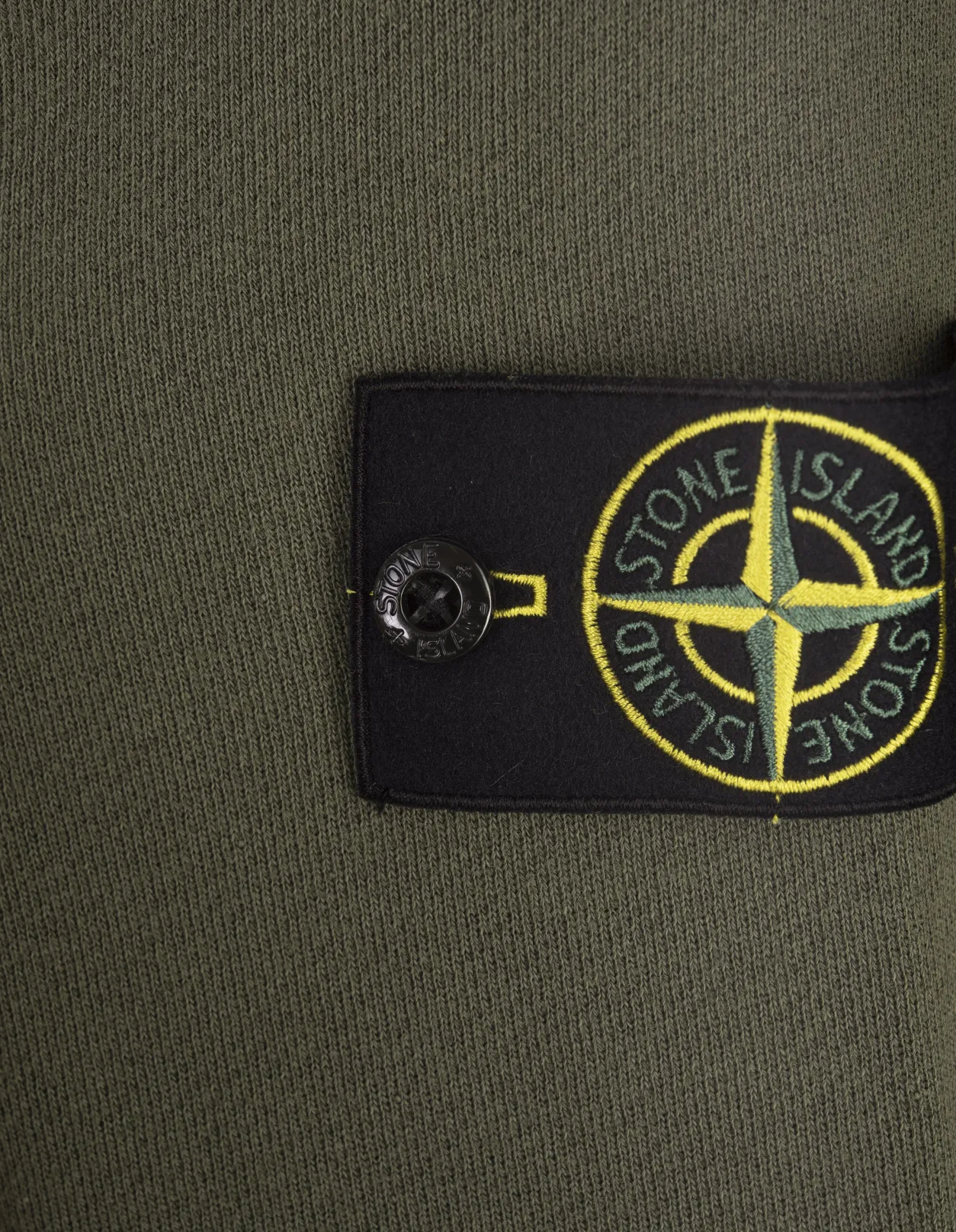 STONE ISLAND Green Organic Cotton Diagonal Fleece 