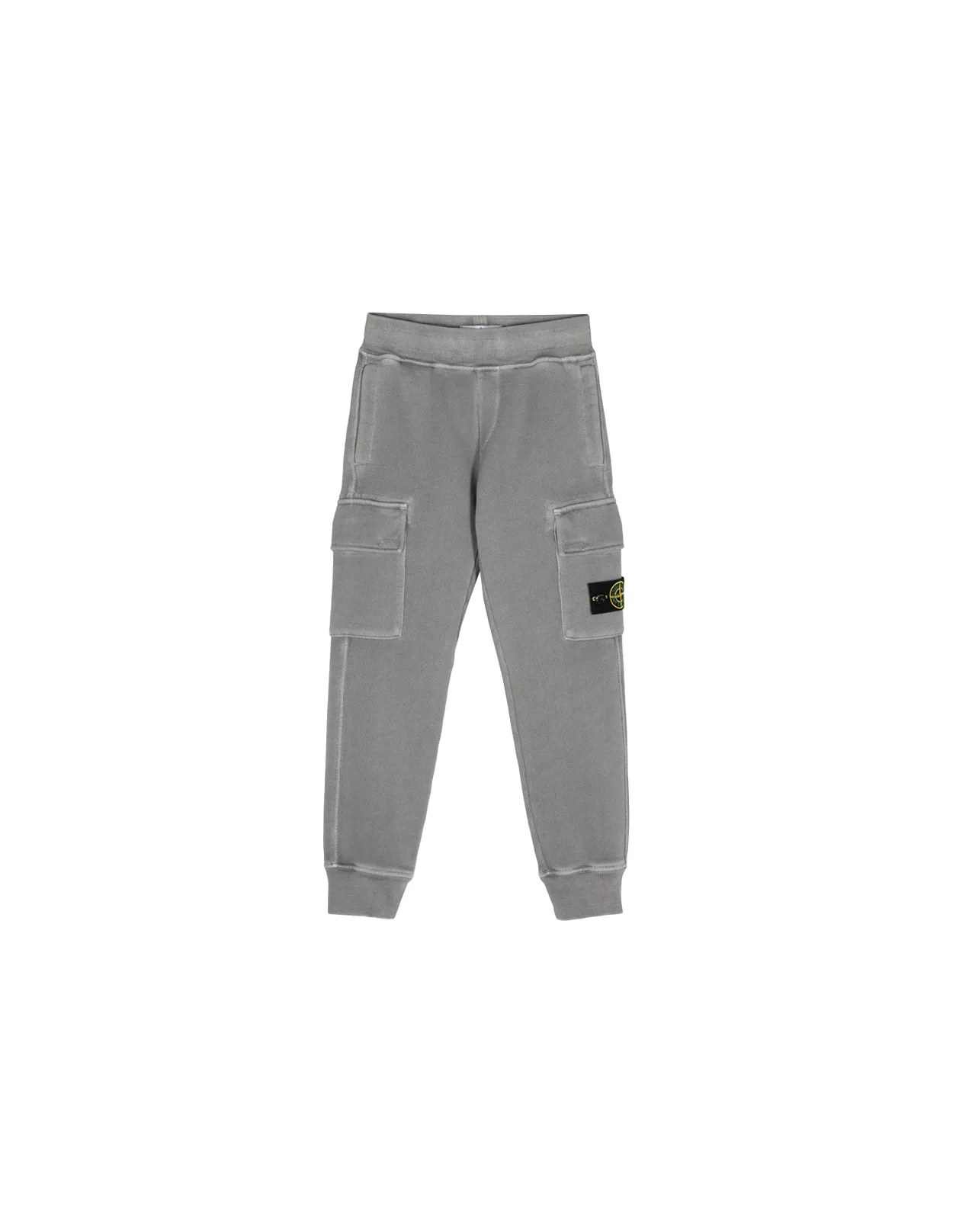 STONE ISLAND JUNIOR Grey Diagonal Organic Cotton Joggers With ?OLD? Effect