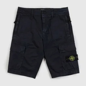 Stone Island Midnight Blue Bermuda Shorts With Large Pockets For Children