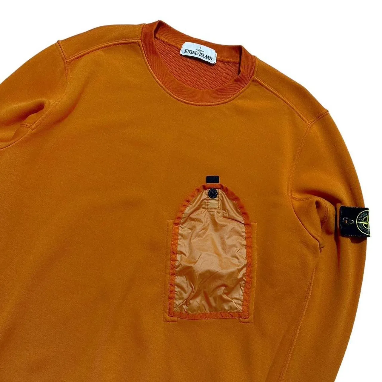 Stone Island Orange Side Pocket Crewneck