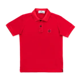 Stone Island Red Cotton Polo Shirt For Boys