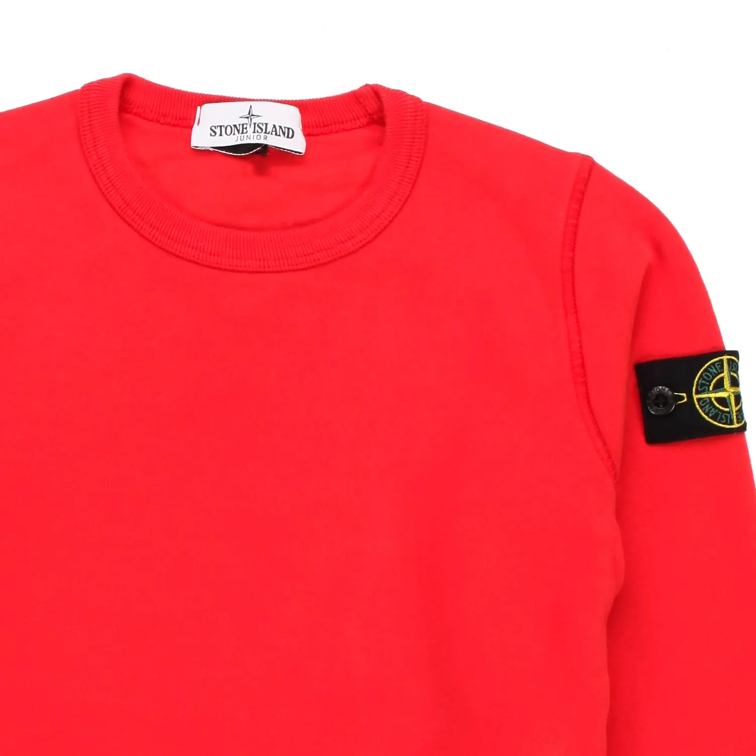 Stone Island Red Sweatshirt With Logo Patch For Children And Teen