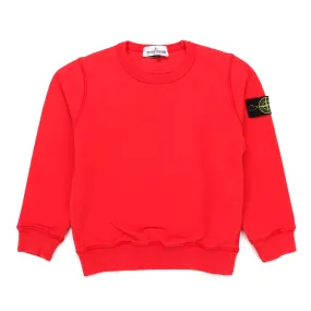 Stone Island Red Sweatshirt With Logo Patch For Children And Teen