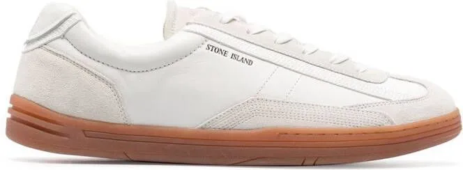 Stone Island suede-trimmed low-top sneakers White