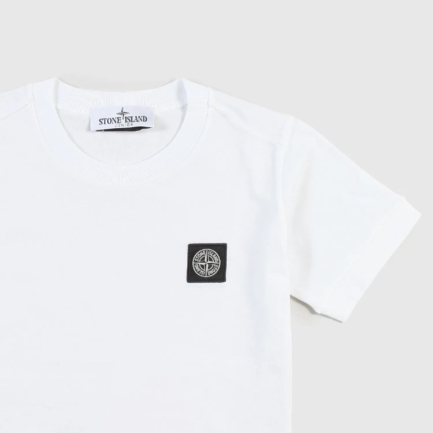 Stone Island White Short Sleeved Shirt With Patch For Child