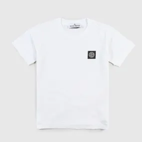 Stone Island White Short Sleeved Shirt With Patch For Child