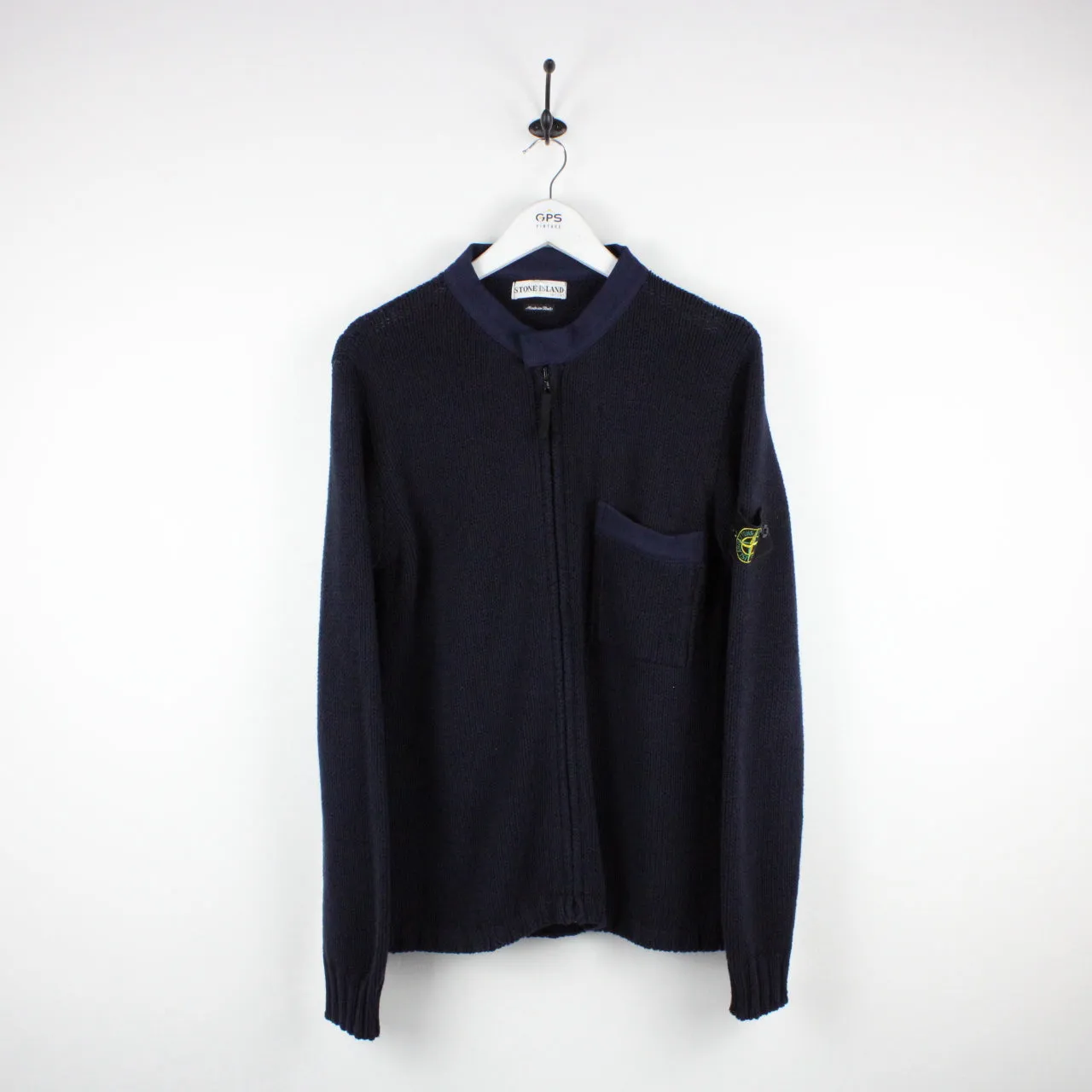 STONE ISLAND Zip Knit Sweatshirt Navy Blue | Medium