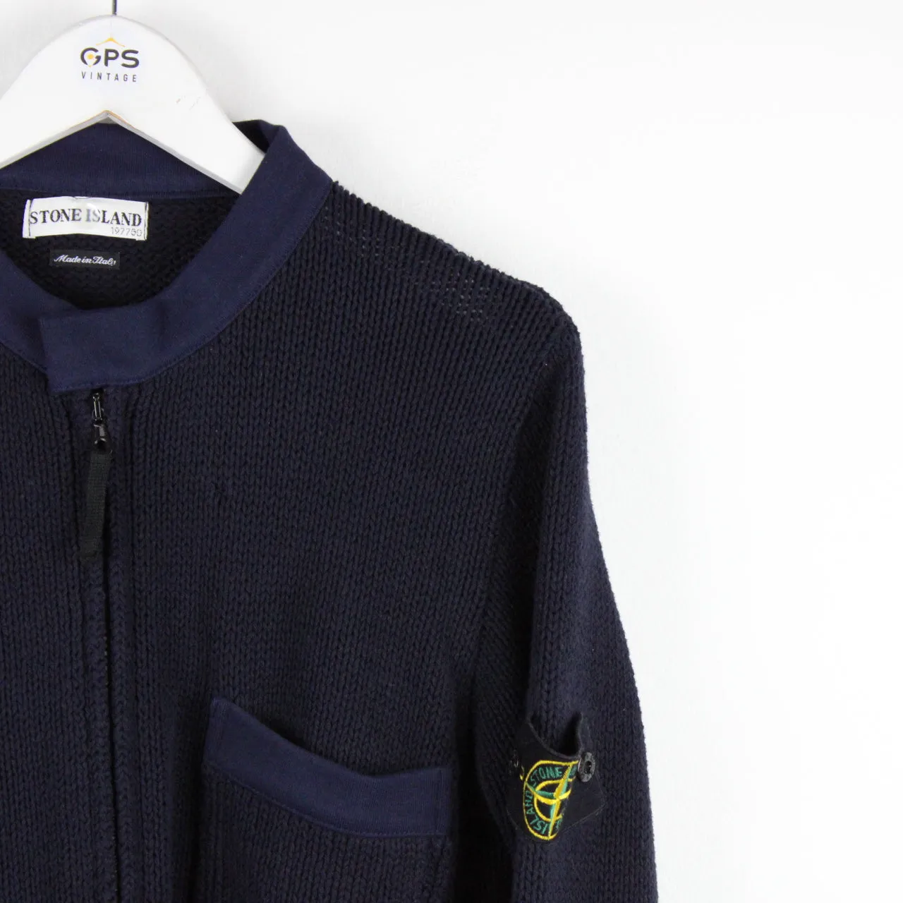 STONE ISLAND Zip Knit Sweatshirt Navy Blue | Medium