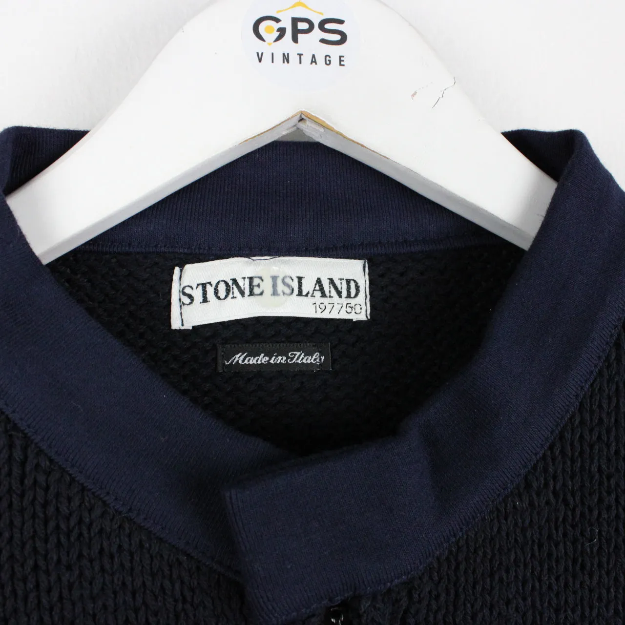 STONE ISLAND Zip Knit Sweatshirt Navy Blue | Medium