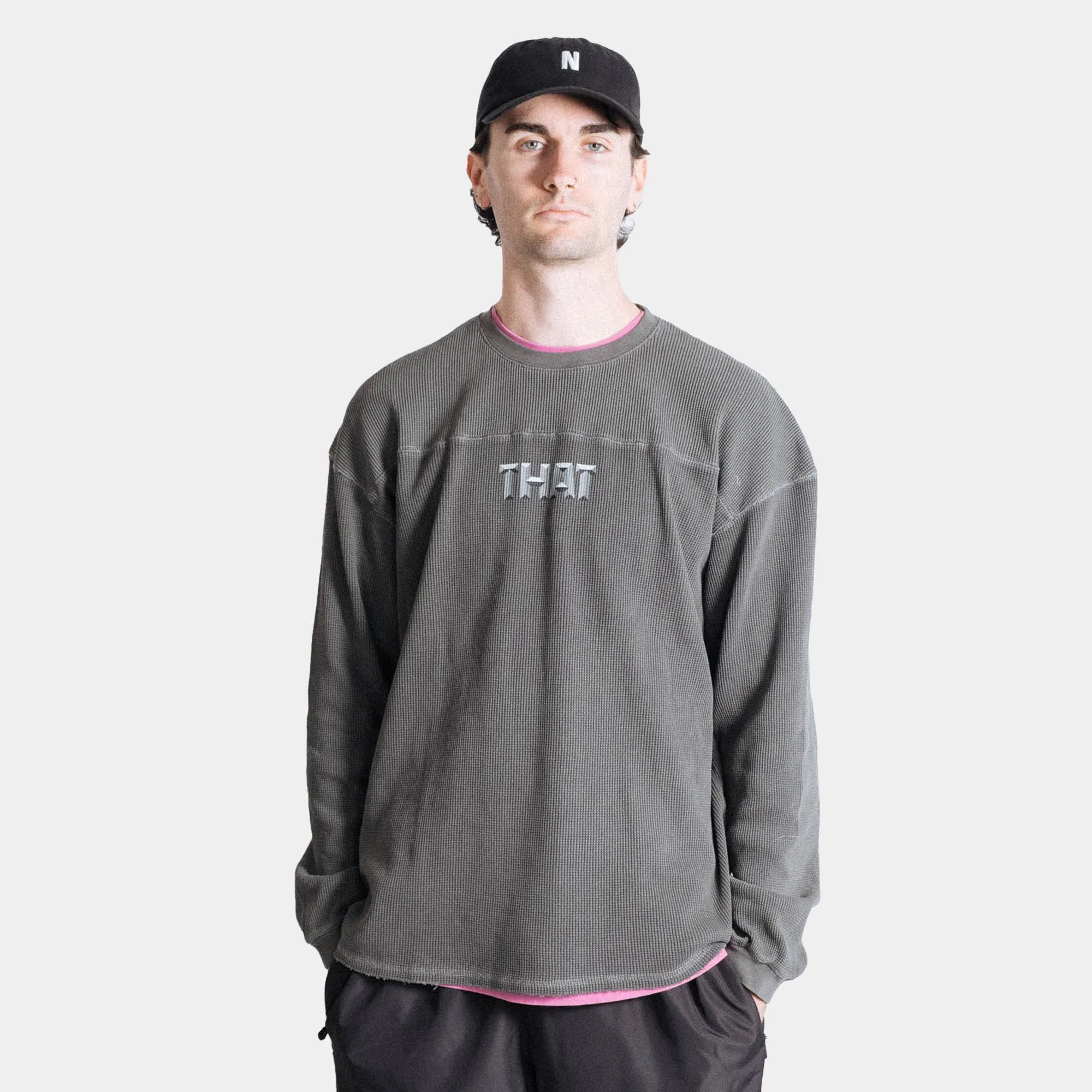 thisisneverthat THAT Waffle LS Tee - Charcoal