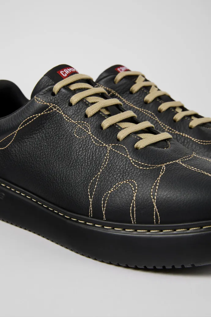 Twins Black Leather Sneaker for Men