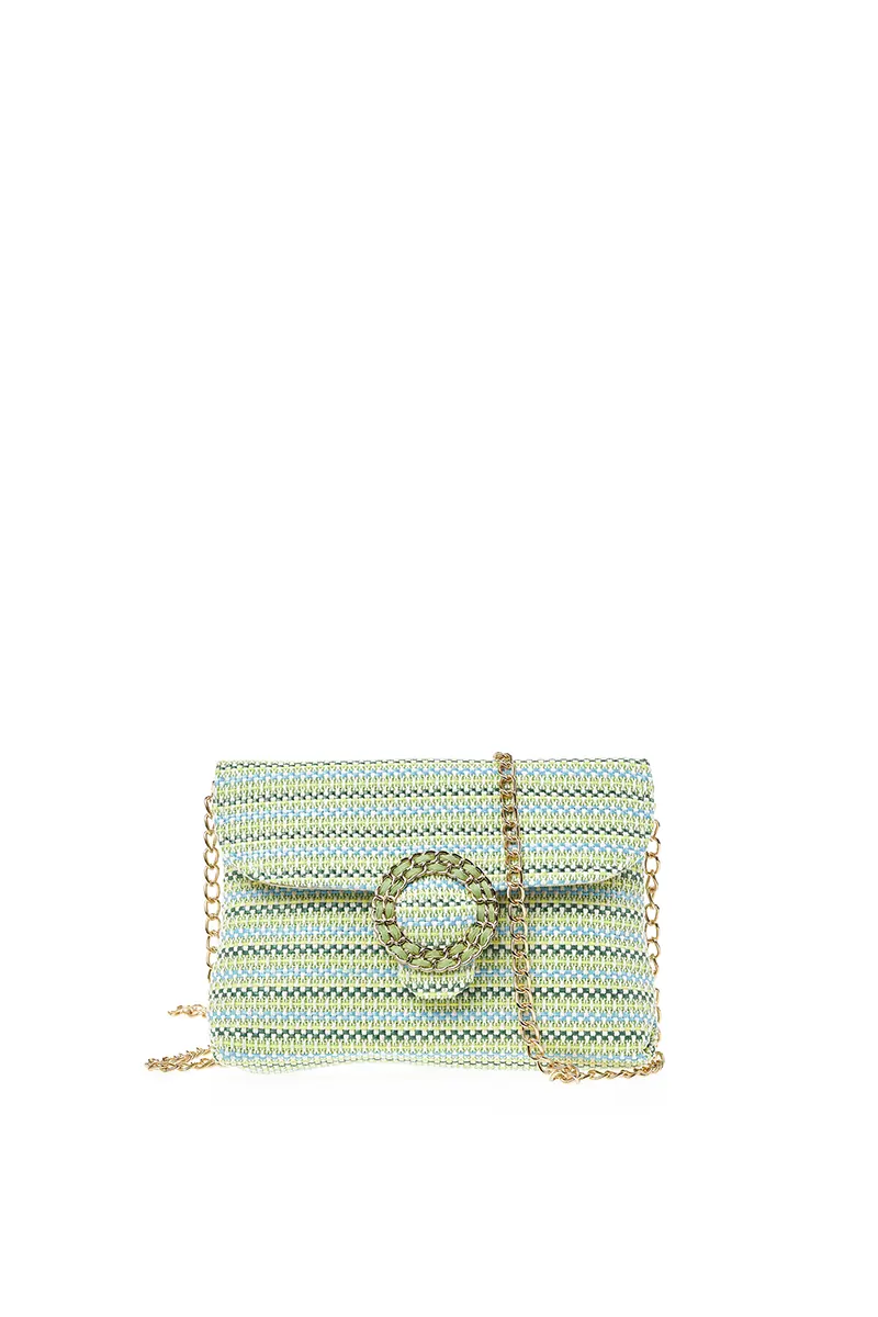 VERDE FASHION | Pochette a righe con patta