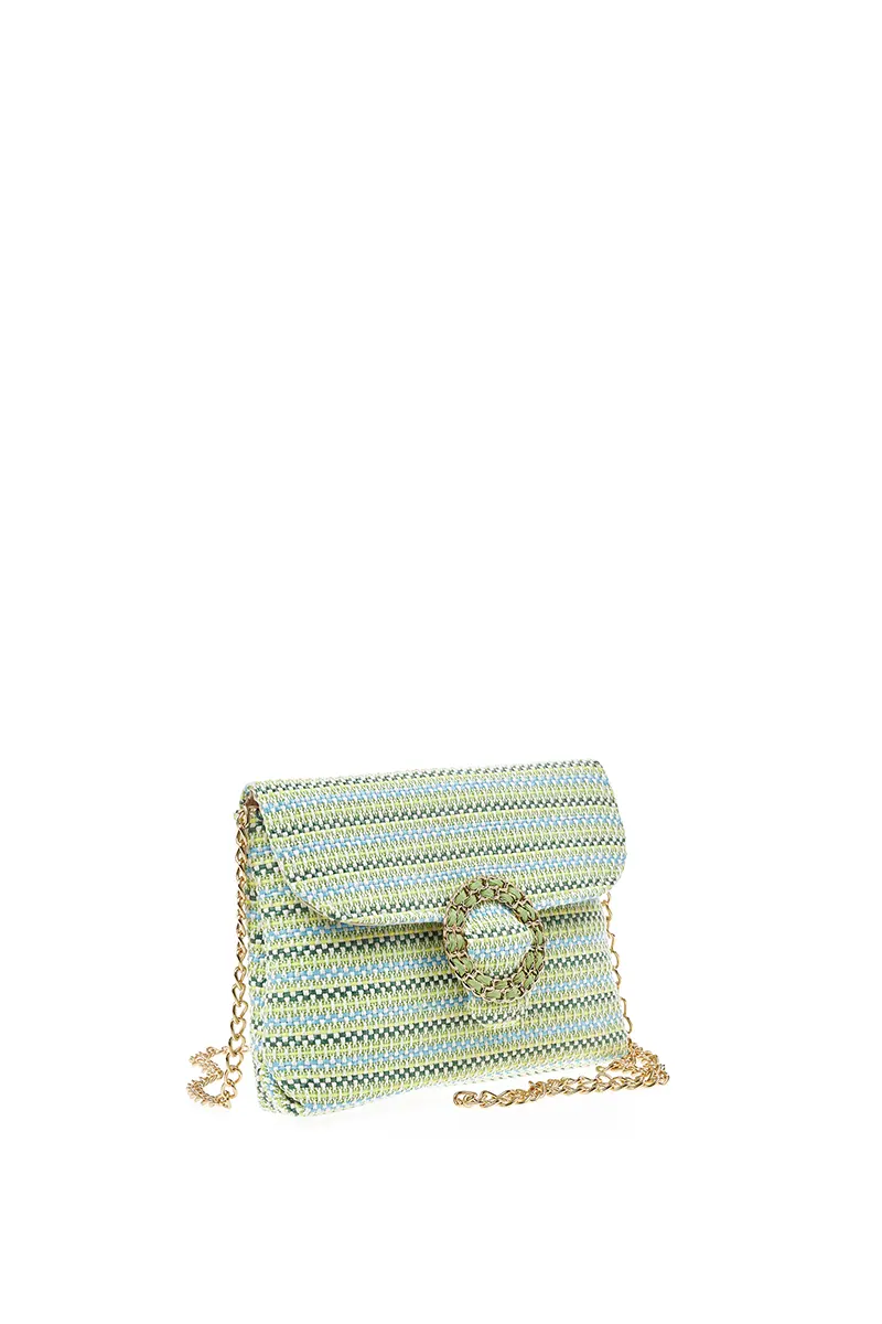 VERDE FASHION | Pochette a righe con patta