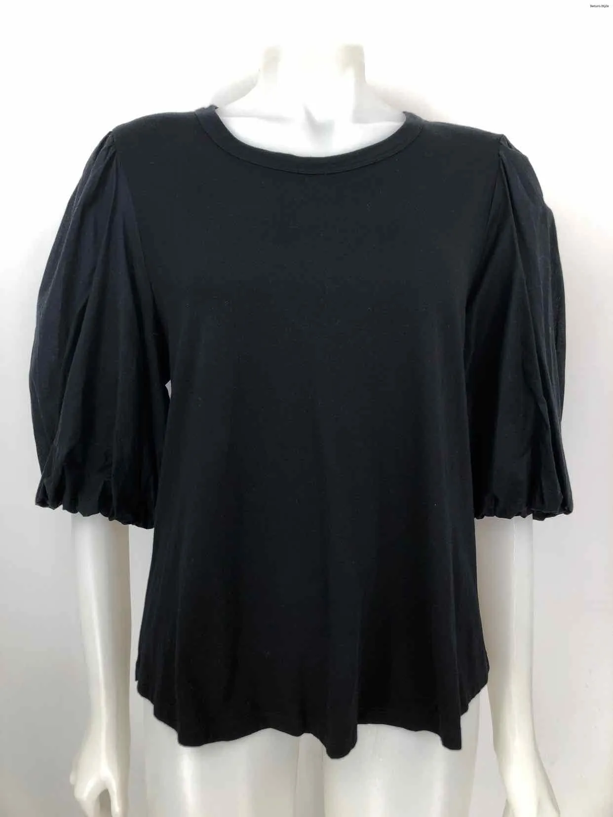 VERONICA BEARD Black Pima Cotton Puff Sleeves Size X-LARGE Top