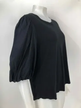 VERONICA BEARD Black Pima Cotton Puff Sleeves Size X-LARGE Top