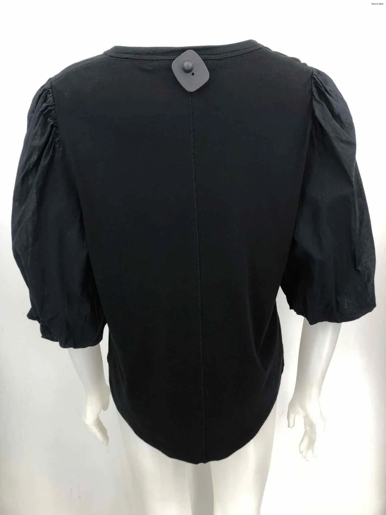 VERONICA BEARD Black Pima Cotton Puff Sleeves Size X-LARGE Top