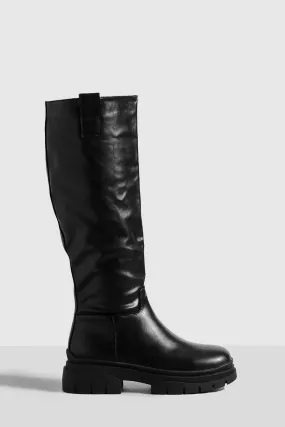 Wide Width Wave Sole Knee High Boots