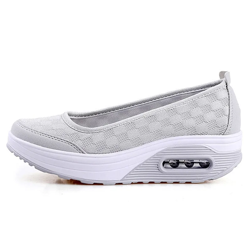 Women's Summer Casual Air Mesh Breathable Platform Slip-On Sandals