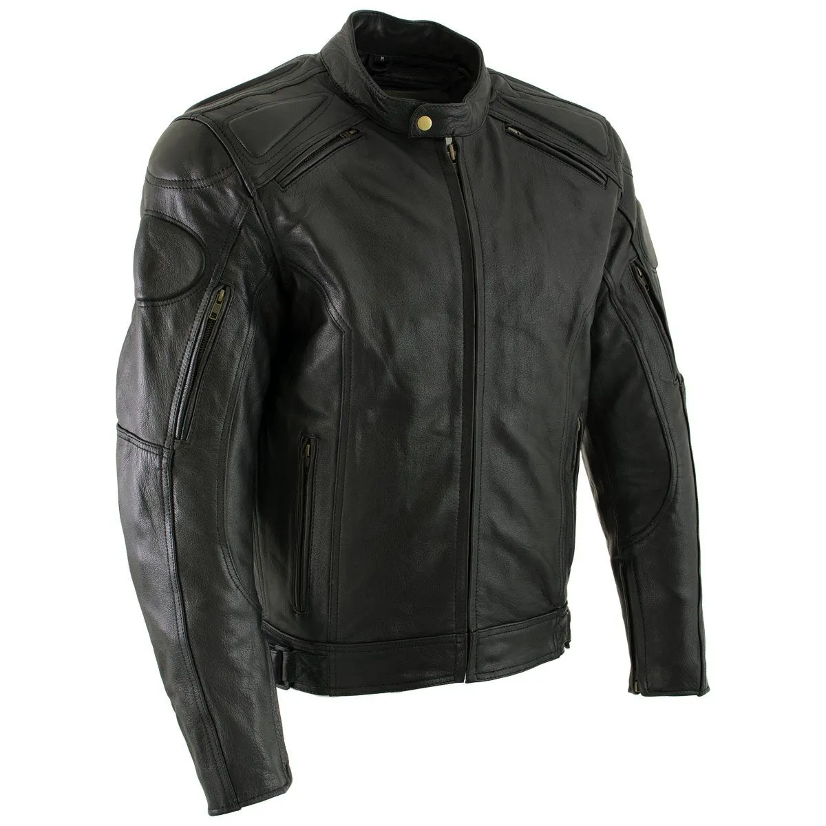 Xelement B7366 'Executioner' Men's Black Leather Racer Jacket with X-Armor Protection