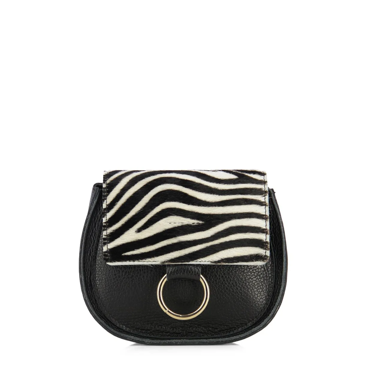 Zebra Print Crossbody Bag -Black/White