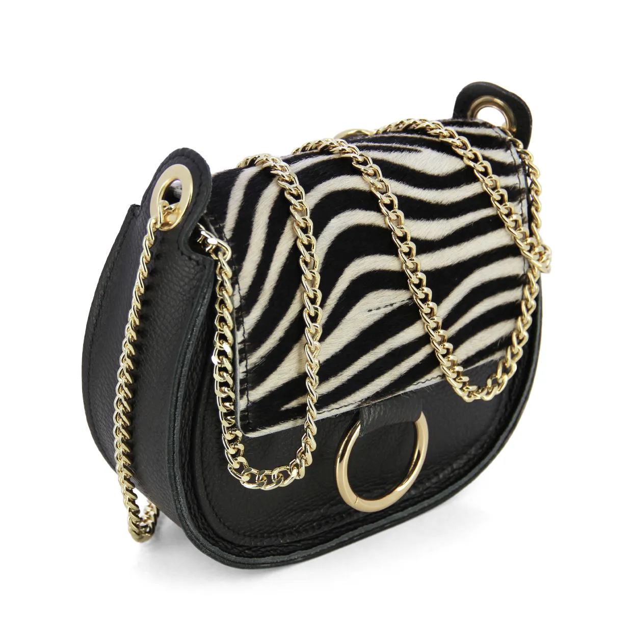 Zebra Print Crossbody Bag -Black/White