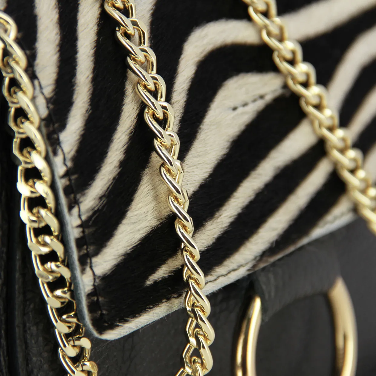 Zebra Print Crossbody Bag -Black/White