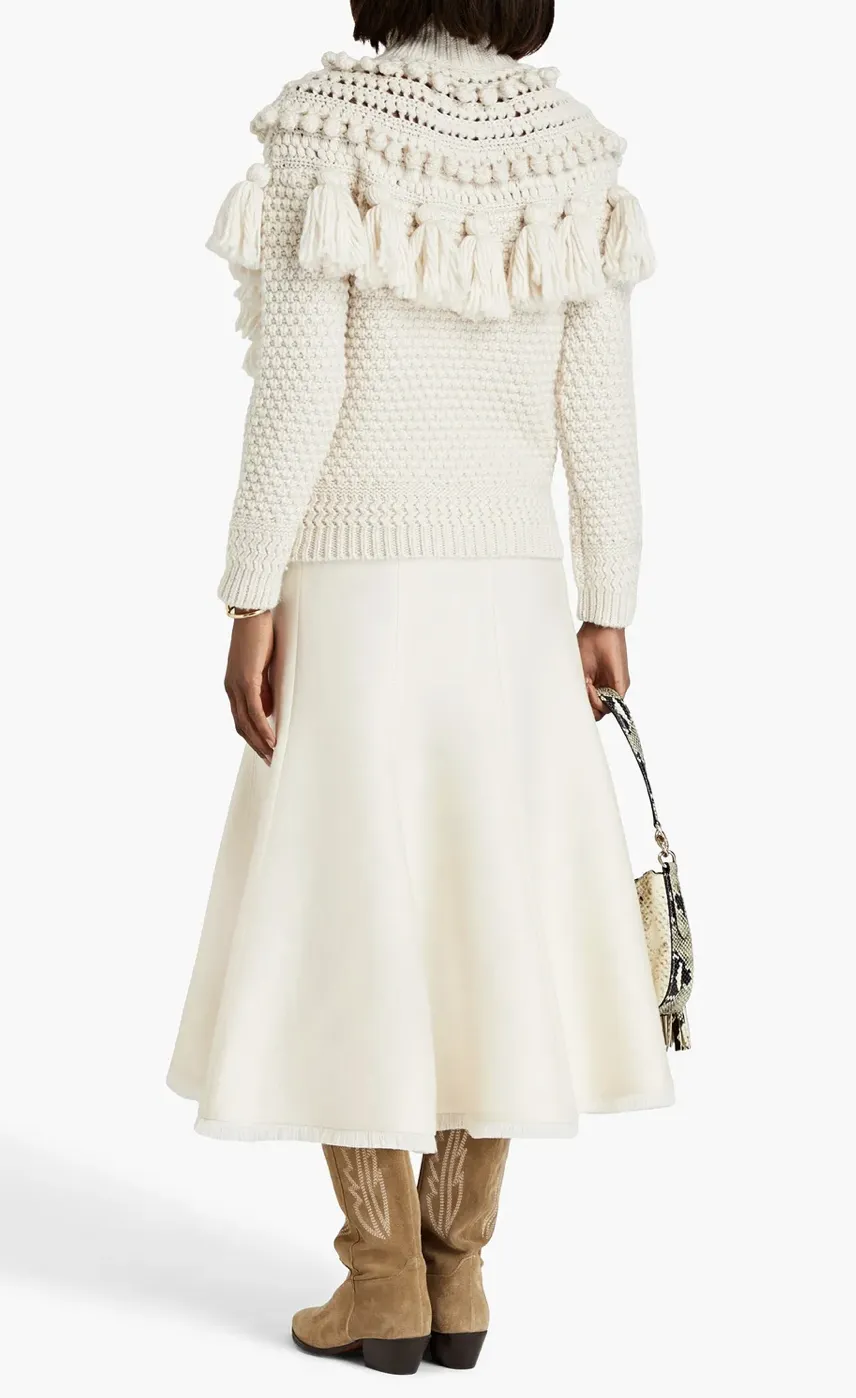 Zimmermann  |Casual Style Wool Rib Tassel Long Sleeves Plain Office Style